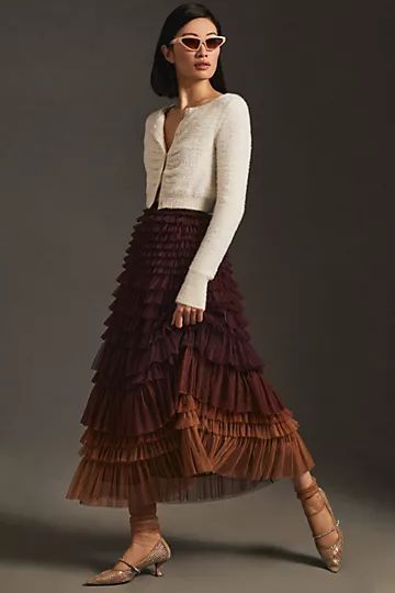 Let Me Be Ruffled Tulle Skirt | Anthropologie (US)