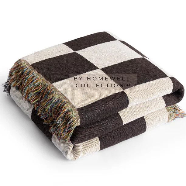 Checkered Blanket - Checkered Throw Blanket | Checkerboard Throw Blanket with Fringe - Rich Dark ... | Walmart (US)