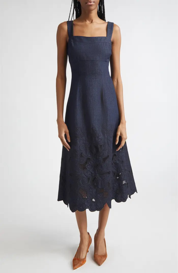 Rosaura Eyelet Embroidery Denim Dress | Nordstrom