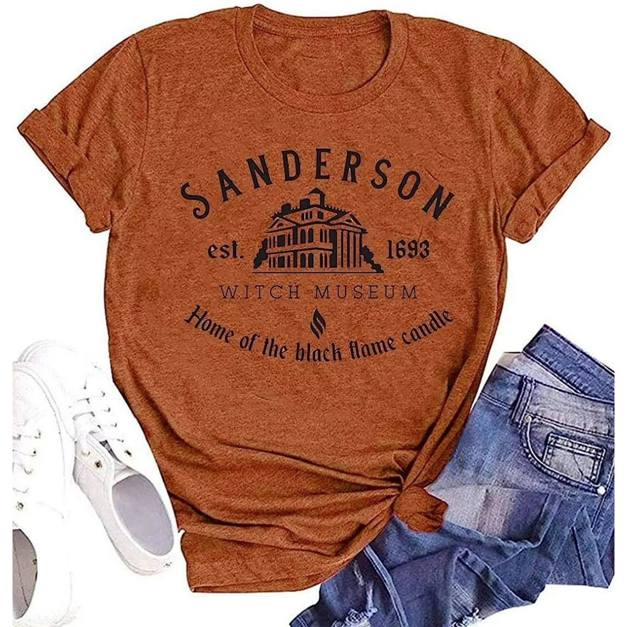 Womens Funny Sanderson Shirts Short Sleeve Halloween Thanksgiving Fall T-Shirts Graphic Tee Tops ... | Walmart (US)