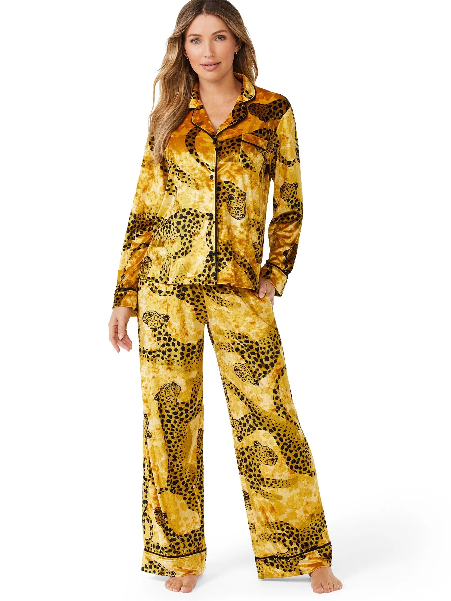 Sofia Intimates by Sofia Vergara Women's and Women's Plus Size Crushed Velvet Pajama Set, 2-Piece | Walmart (US)