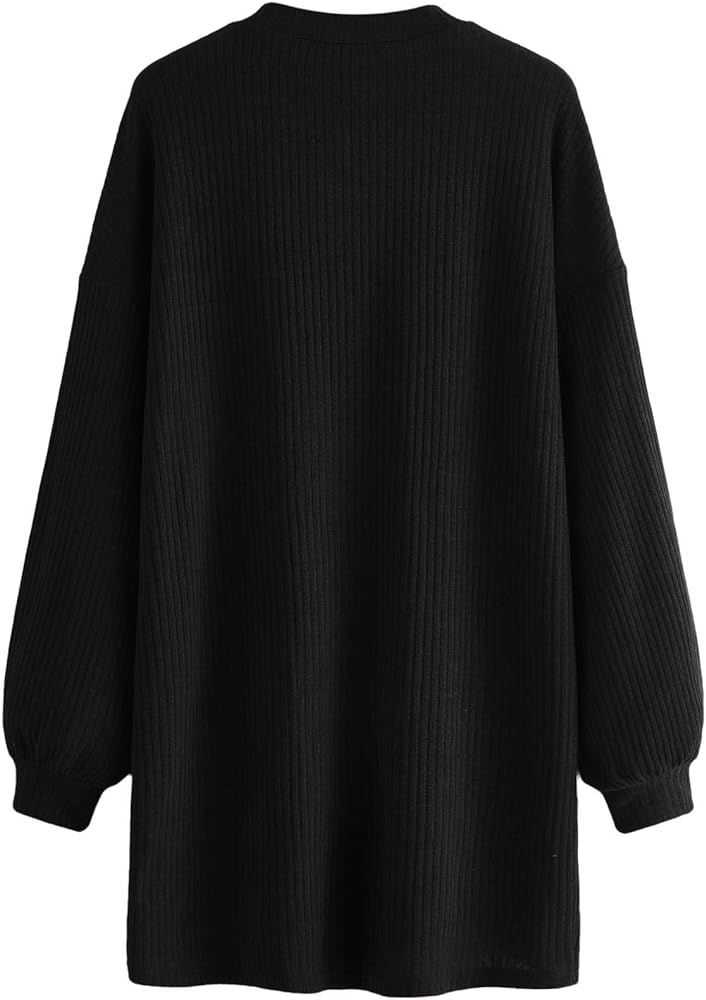 Romwe Women's Long Sleeve Oversized Off Shoulder Knit Mini Sweater Dress | Amazon (US)