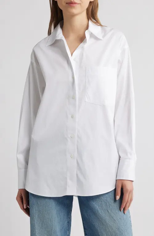 Madewell Oversize Poplin Button-Up Shirt in Eyelet White at Nordstrom, Size Medium | Nordstrom