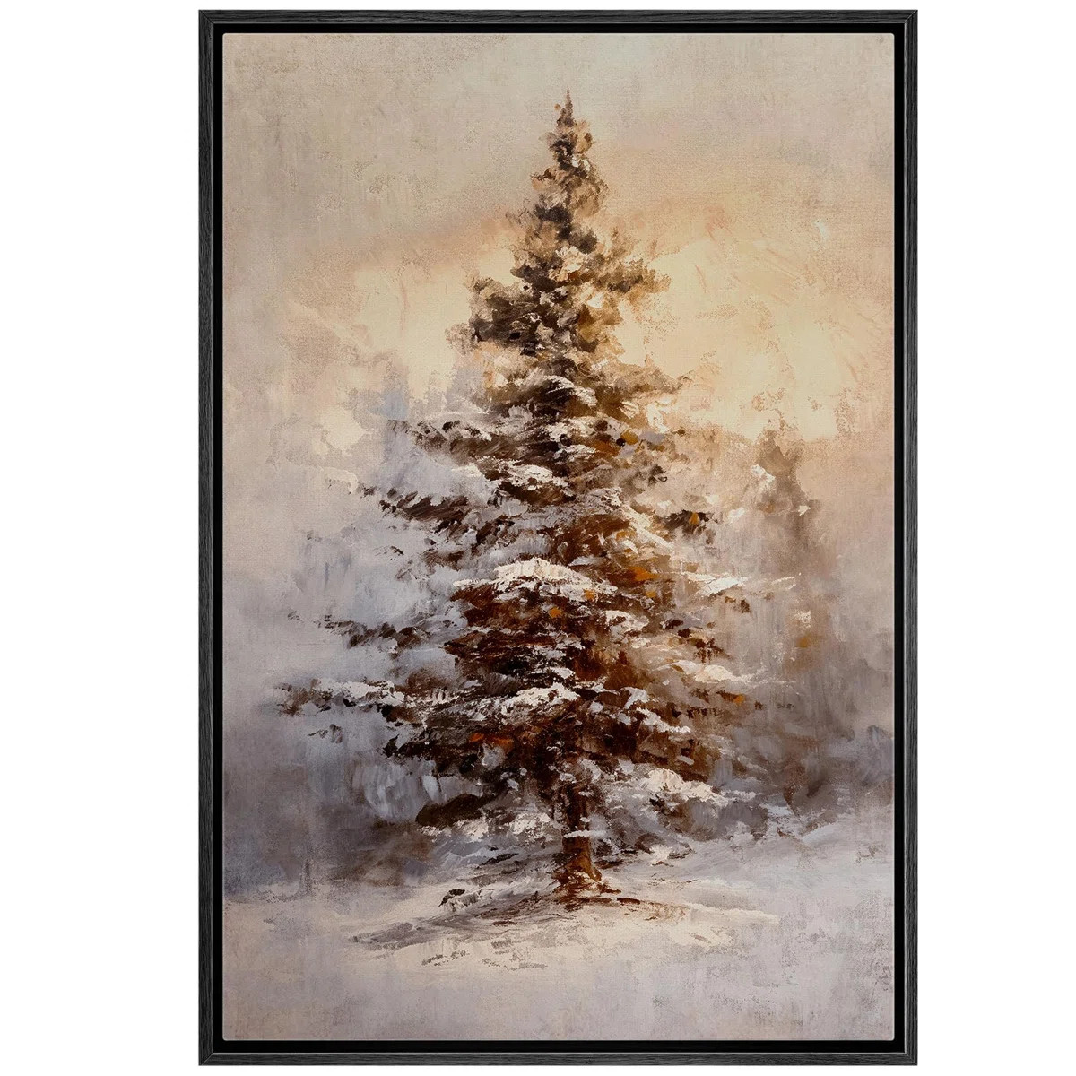 IDEA4WALL Serene Snowy Christmas Pine Tree in a Rustic Winter Landscape Decor Illustration Modern... | Wayfair North America