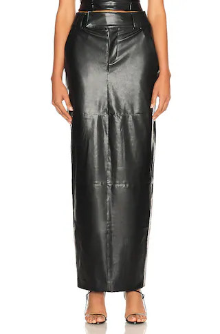 Helsa Waterbased Faux Leather Midi Skirt in Black | FWRD 