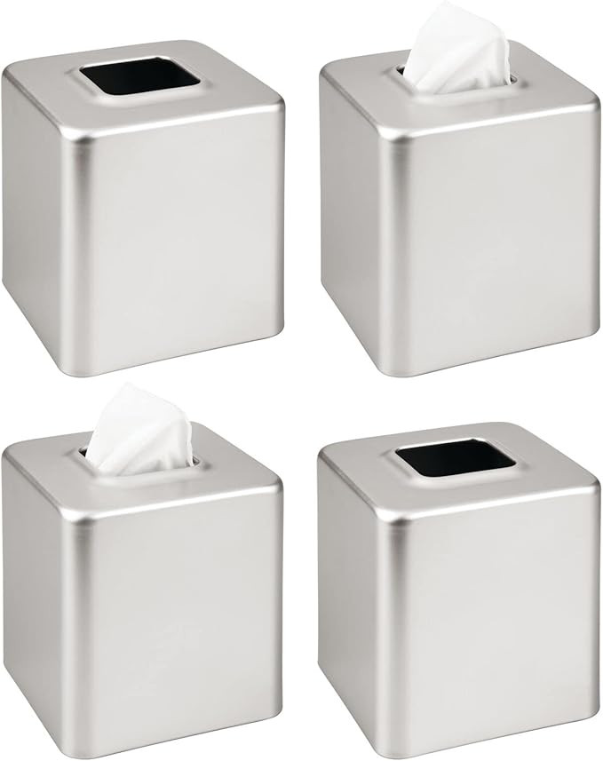 mDesign Metal Square Tissue Box Cover, Modern Facial Paper Holder, Accessories for Bathroom Vanit... | Amazon (US)