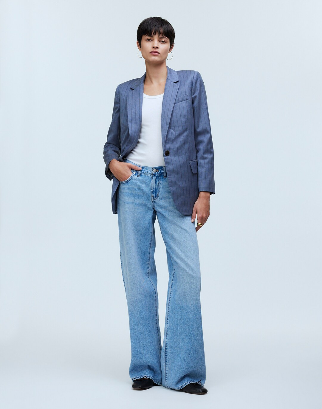 Single-Breasted Blazer in Yarn-Dyed Pinstripe | Madewell