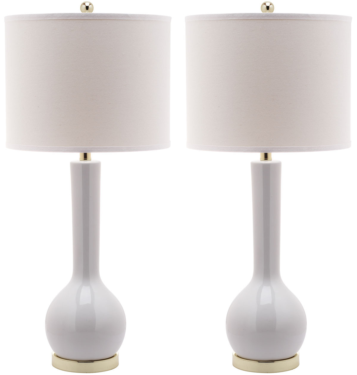 Mae White and Off-White 30.5 Inch Long Neck Ceramic Table Lamp Set of 2 | 1stopbedrooms