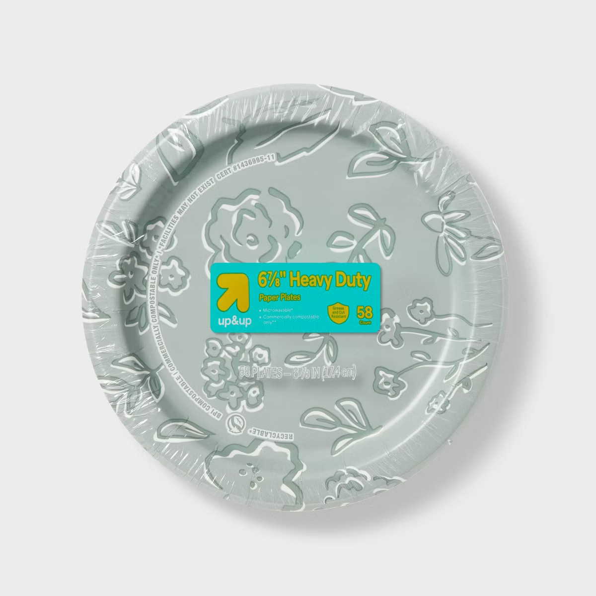 Green Floral Paper Plate 6.8" - 58ct - up&up™ | Target