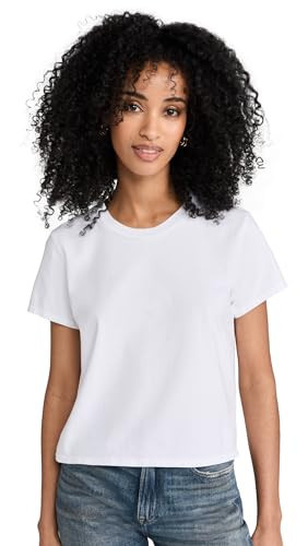 perfectwhitetee Women's Springsteen Supima Cotton Baby Tee, White, L | Amazon (US)