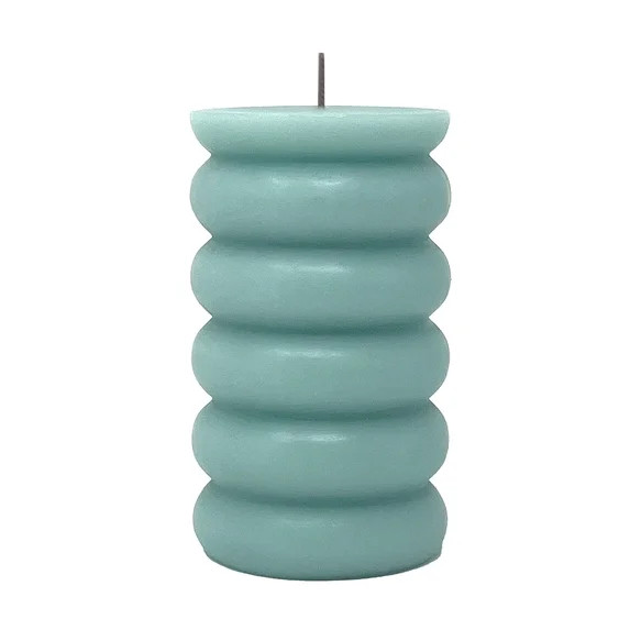 Mainstays Single Wick 3" x 5" Bubble Pillar Candle, Unscented, Green | Walmart (US)