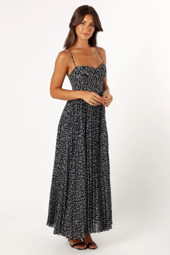 Achanti Pleated Maxi Dress - Black Floral | Petal & Pup (US)