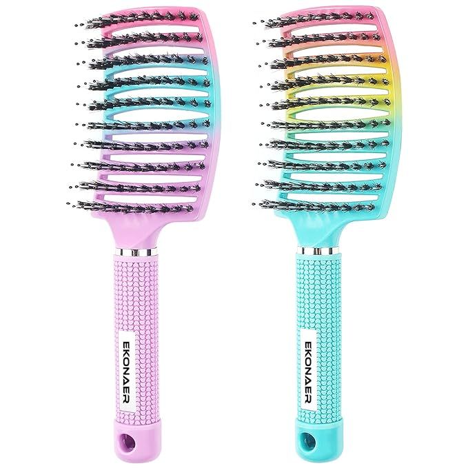 2 Pack Detangling Brush Getting Knots Out without Pain Adds Shine and Makes Hair Smooth,Detangler... | Amazon (US)