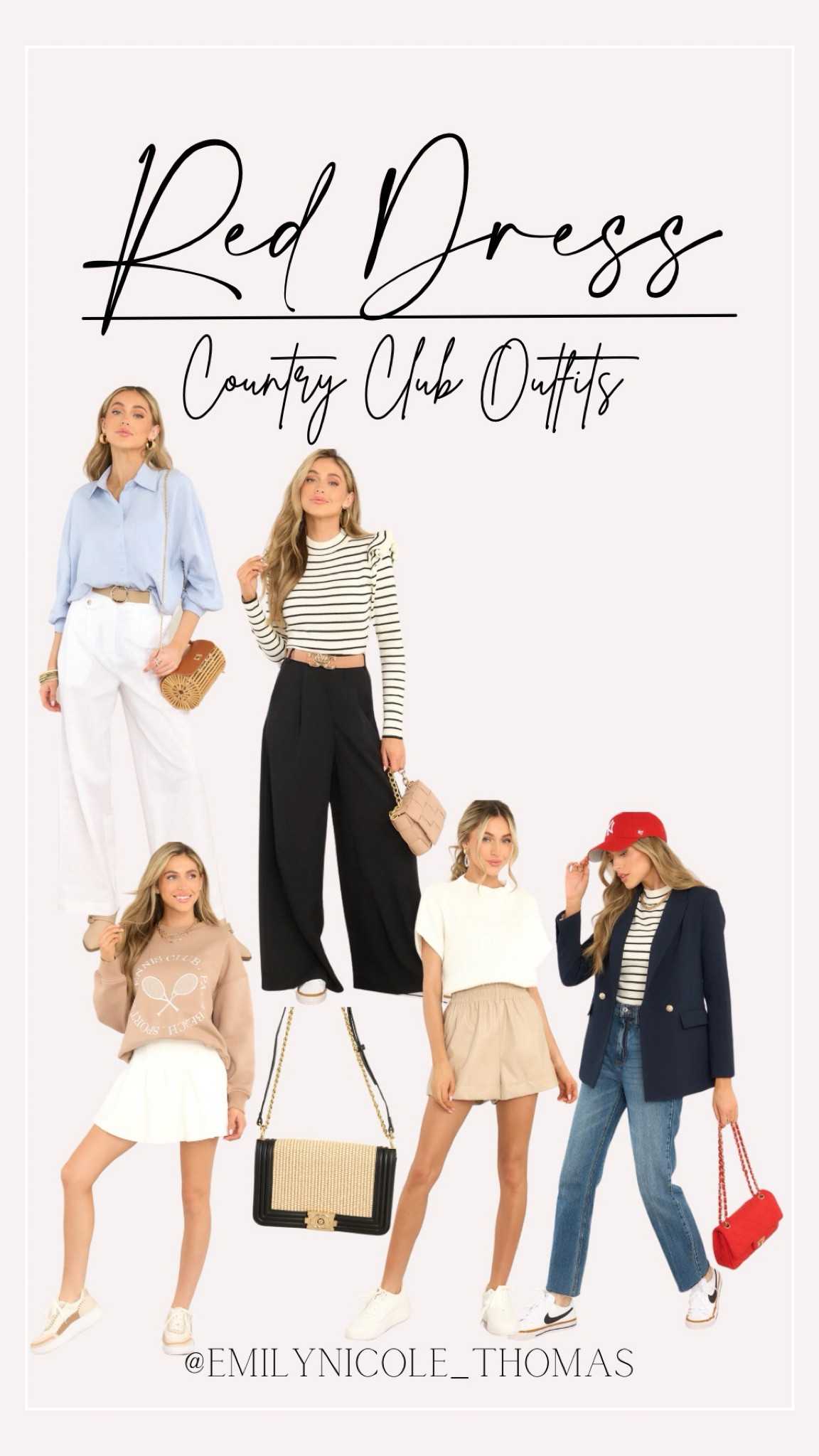 These outfits scream Country Club + Old Money😍👏🏼🩵

Tops: generally a size small but sometimes a medium based on description
Bottoms: medium 
Shoes: size 9, 9.5, or 10 based on availability and description. 

Button down shirt, white pants, black wide leg pants, bodysuits, tennis sweatshirt, white skirt, navy blazer, purses, shoes, accessories

#LTKfindsunder100 #LTKstyletip #LTKworkwear