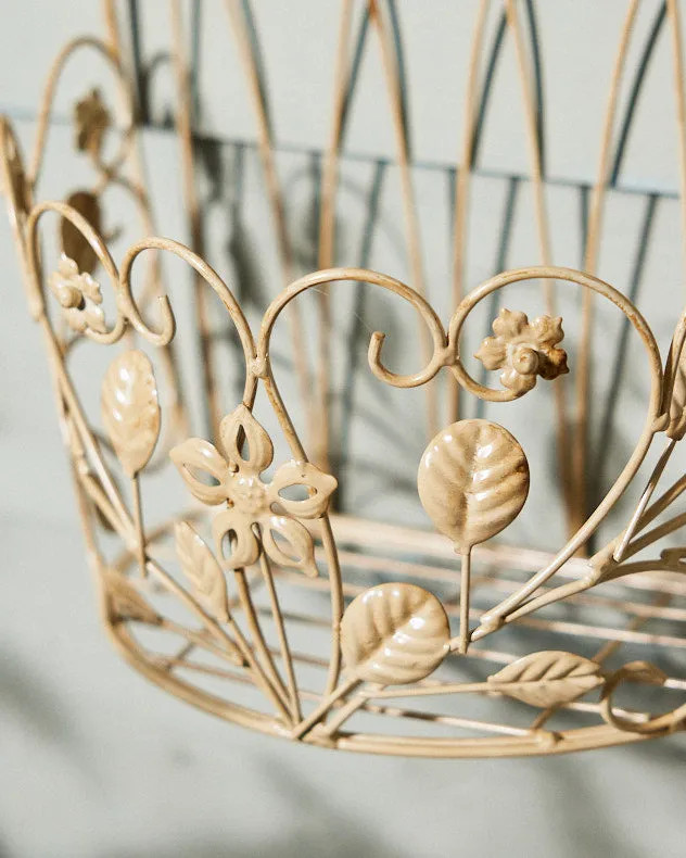 Outdoor Plant Pots & Planters | Set of 2 Vintage Style Wall Planters Ivory White Ornate Scrolled ... | Debenhams UK