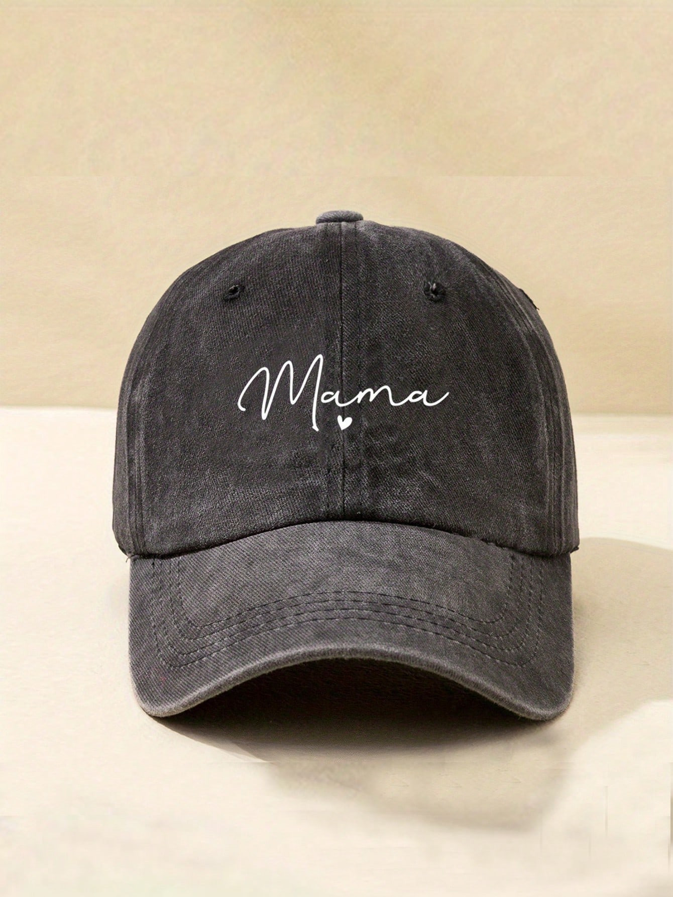 1pc Unisex Black Printed Mama Letter Baseball Cap, Sunscreen, Breathable, Fashionable For Daily, ... | SHEIN
