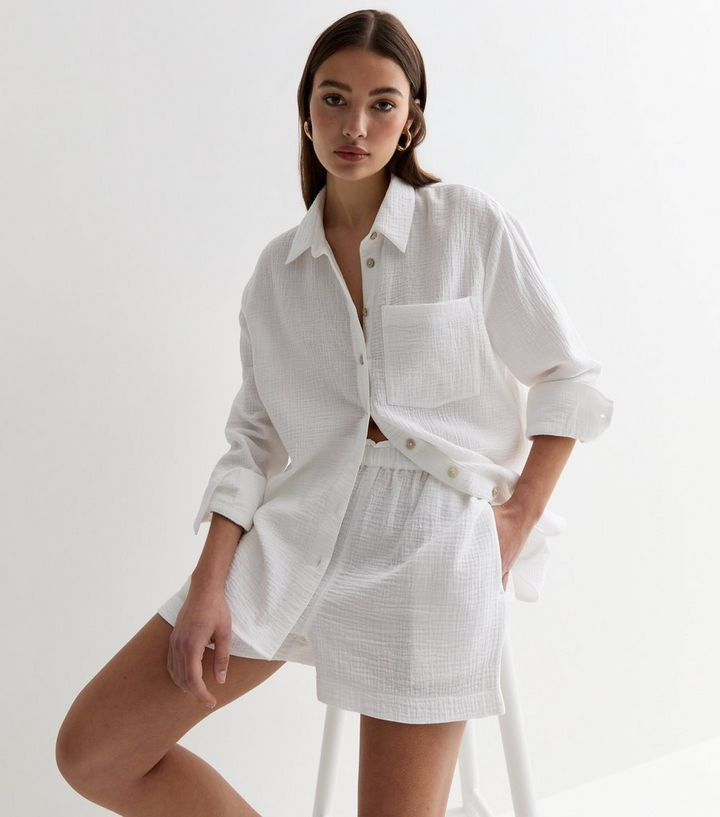 White Textured Cotton Shorts | New Look | New Look (UK)