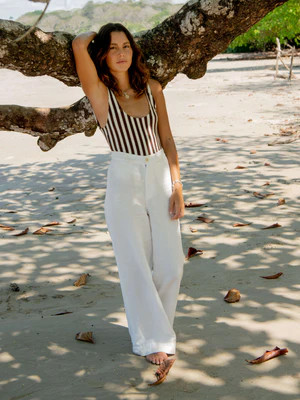 Sun Strider Linen Pant - White | Faherty