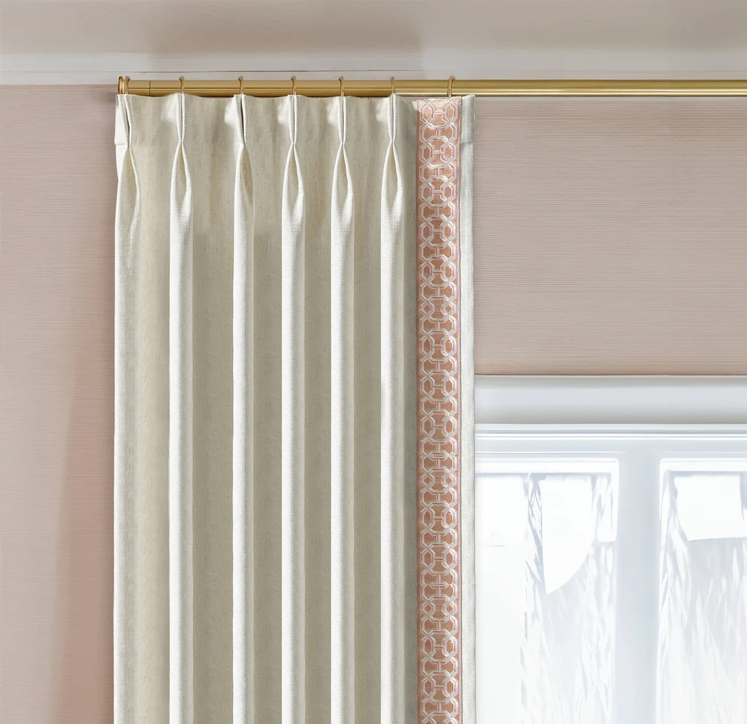 White Linen Curtains With Trim, Custom Linen Curtain Panels,pleated Linen Curtains, Natural Linen... | Etsy (US)