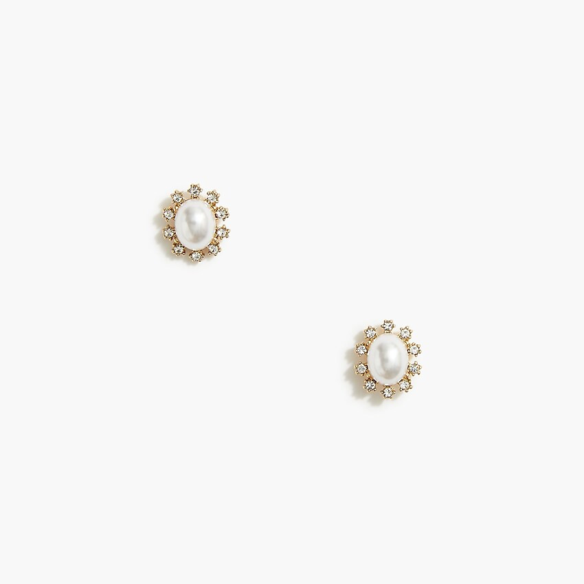 Crystal and pearl stud earrings | J.Crew Factory