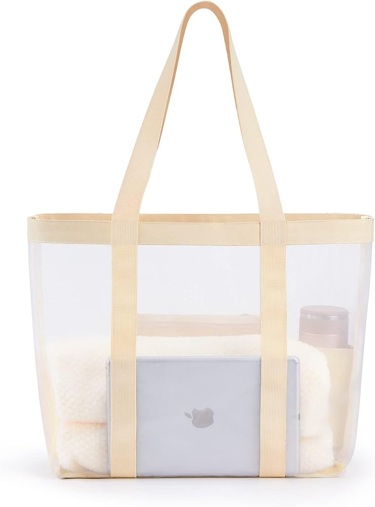 KALIDI Mesh Beach Bag Large Tote Bag Lightweight Foldable Beach Tote with Zipper Pocket for Women Va | Amazon (US)