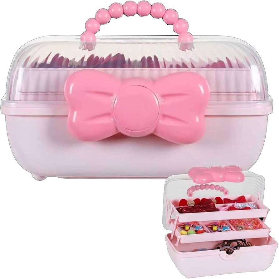 Cute Girls Hair Accessories Storage Box, Plastic Hair Ties Holder Hair Clips Container Headbands ... | Amazon (US)