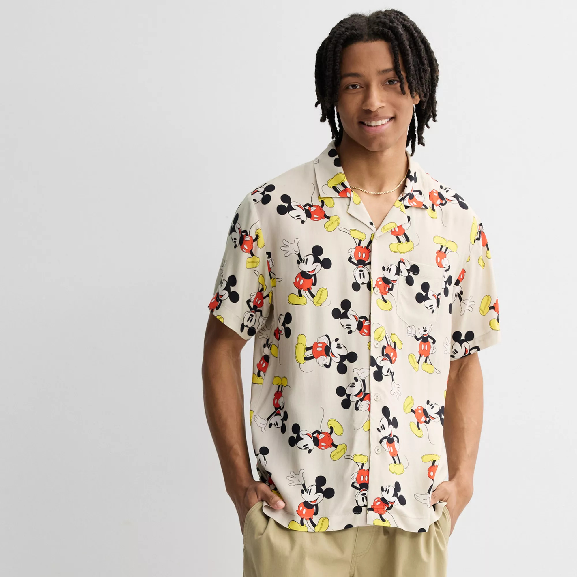 Men's Disney's Mickey Mouse Short Sleeve Button-Down Shirt | Kohl's