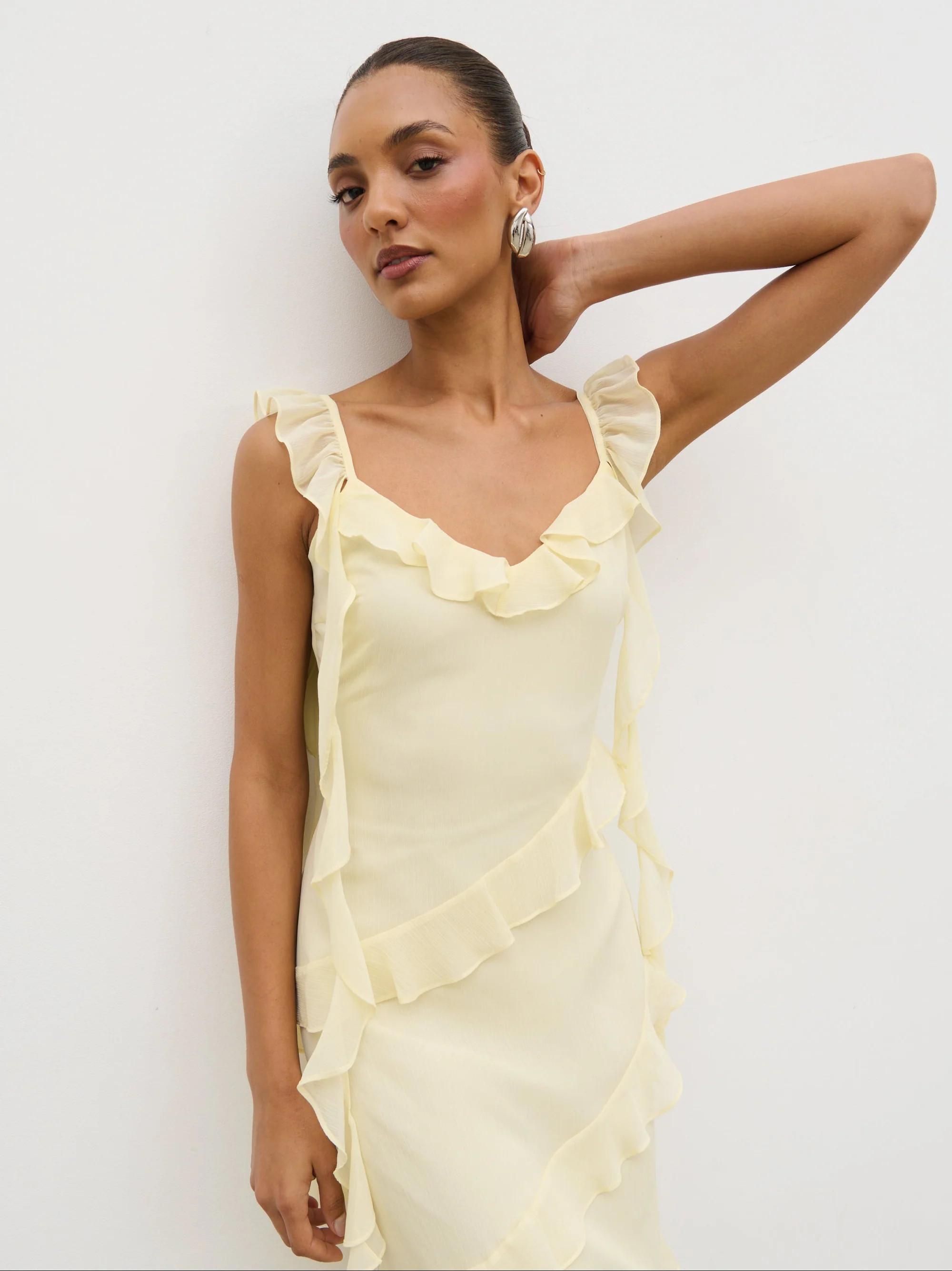 Rue Ruffle Maxi Dress - Lemon | Pretty Lavish (UK)