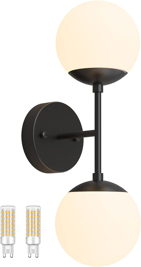 Tipace Black Ball Wall Light, Modern Globe Wall Sconce Black 2-Light for Restaurant Living Room B... | Amazon (US)