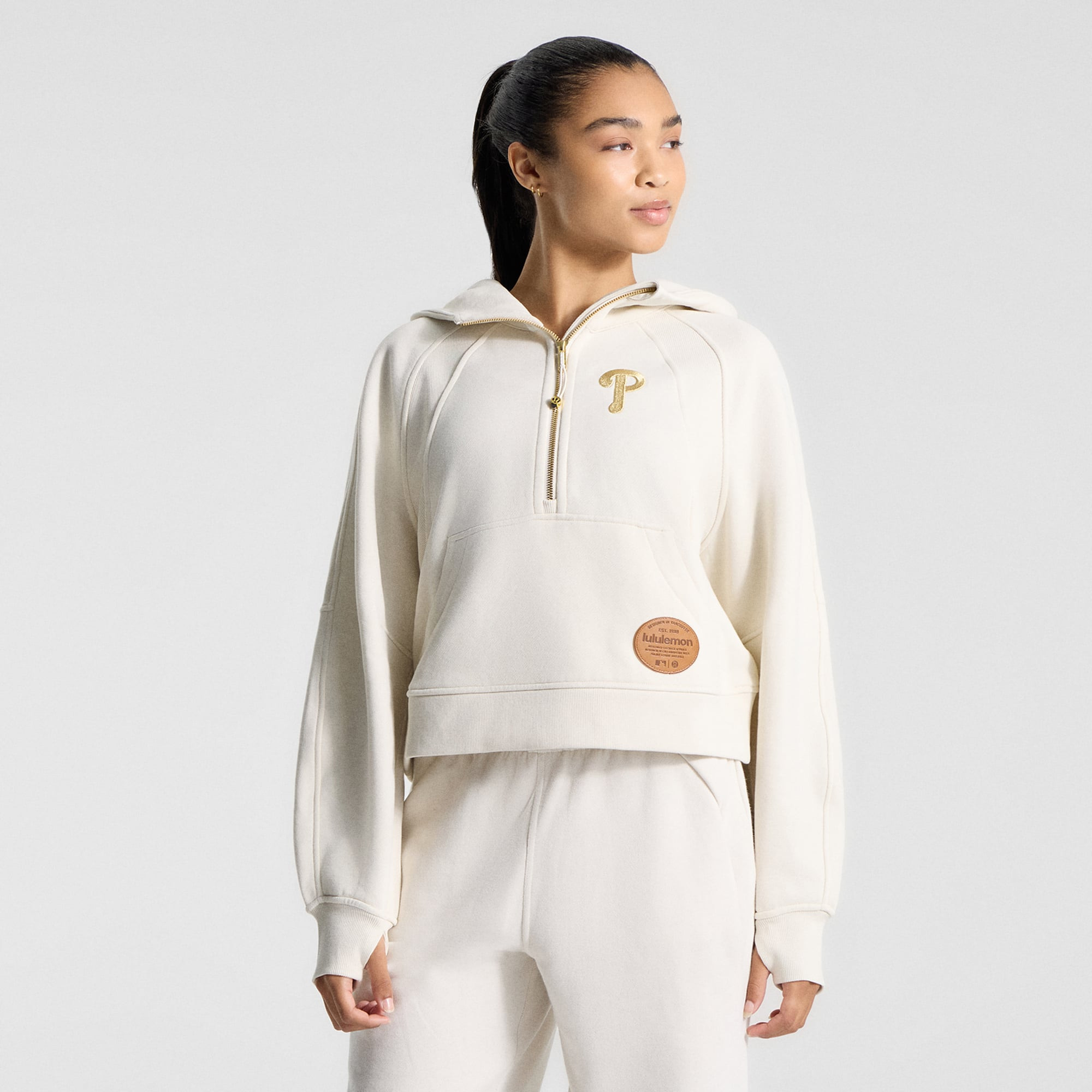Philadelphia Phillies lululemon Women's Scuba Oversized Half-Zip Hoodie - Light Ivory | Fanatics