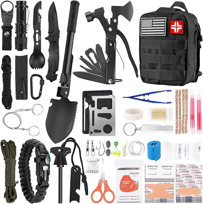 Survival Kit and First Aid Kit, 142Pcs Professional Survival Gear and Equipment with Molle Pouch,... | Amazon (US)