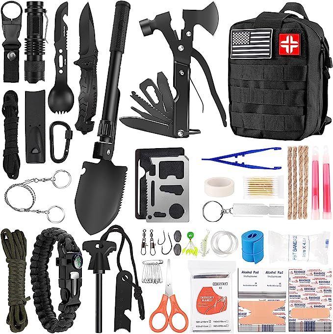 Emergency Survival Kit and First Aid Kit, 142Pcs Professional Survival Gear and Equipment with Mo... | Amazon (US)