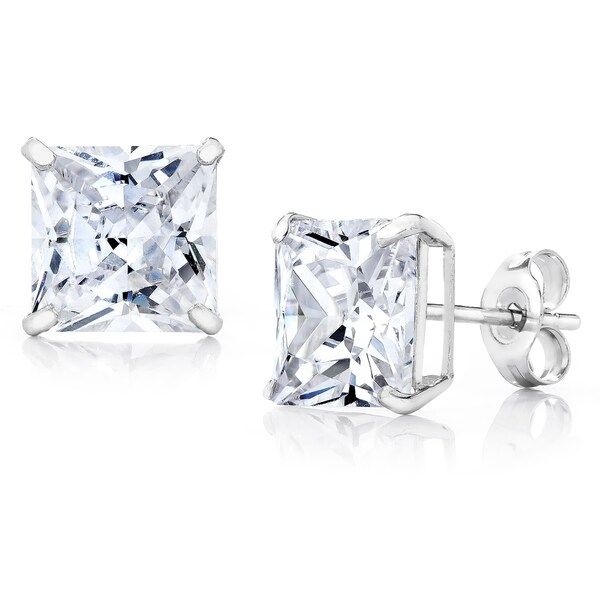 Pori Jewelers Swarovski Elements Crystal & Sterling Silver Princess-Cut Stud Earrings | Bed Bath & Beyond