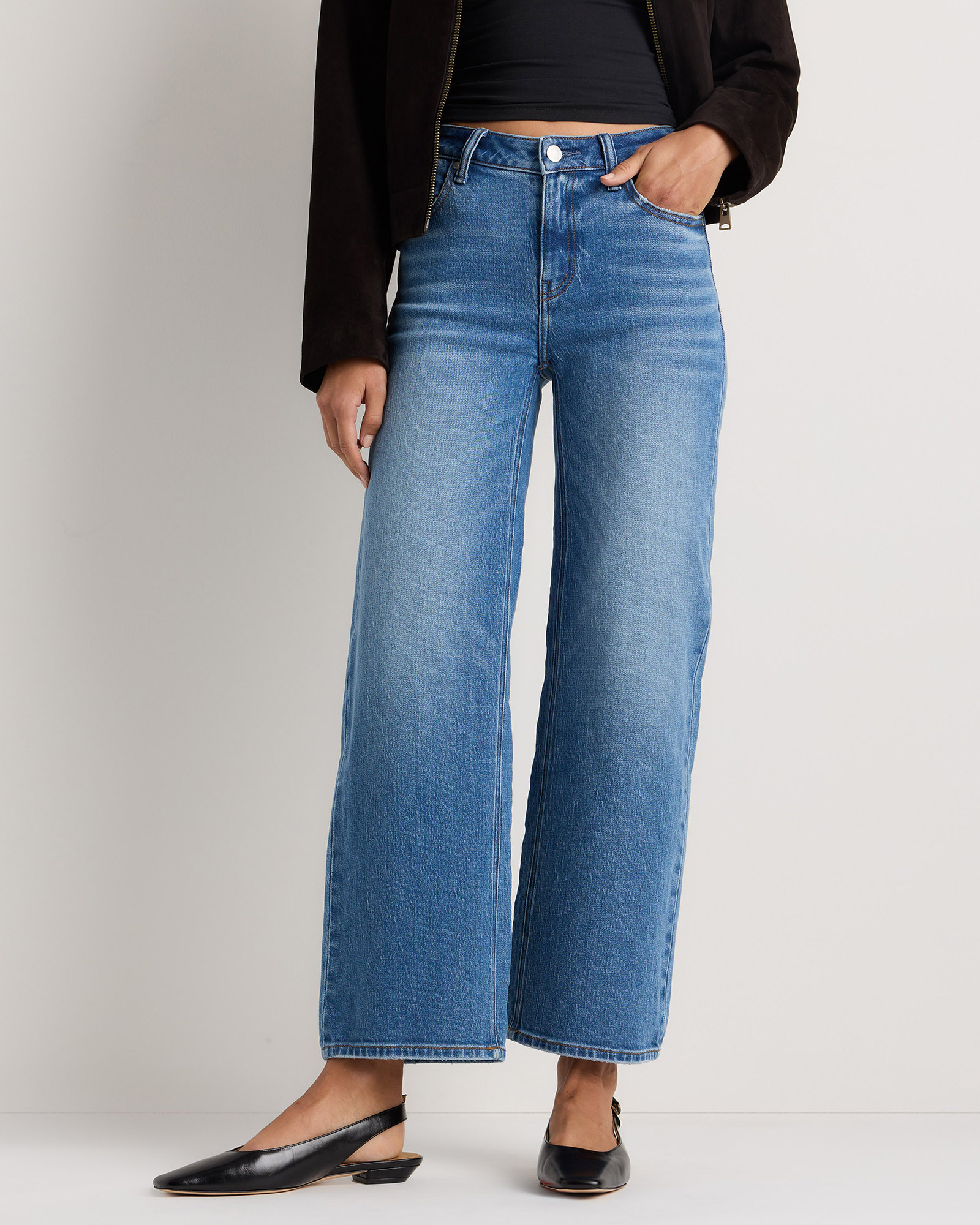 Quince | Women's Luna Stretch Relaxed Straight Jeans in Atlantic Blue, Size 29, Organic Cotton | Quince