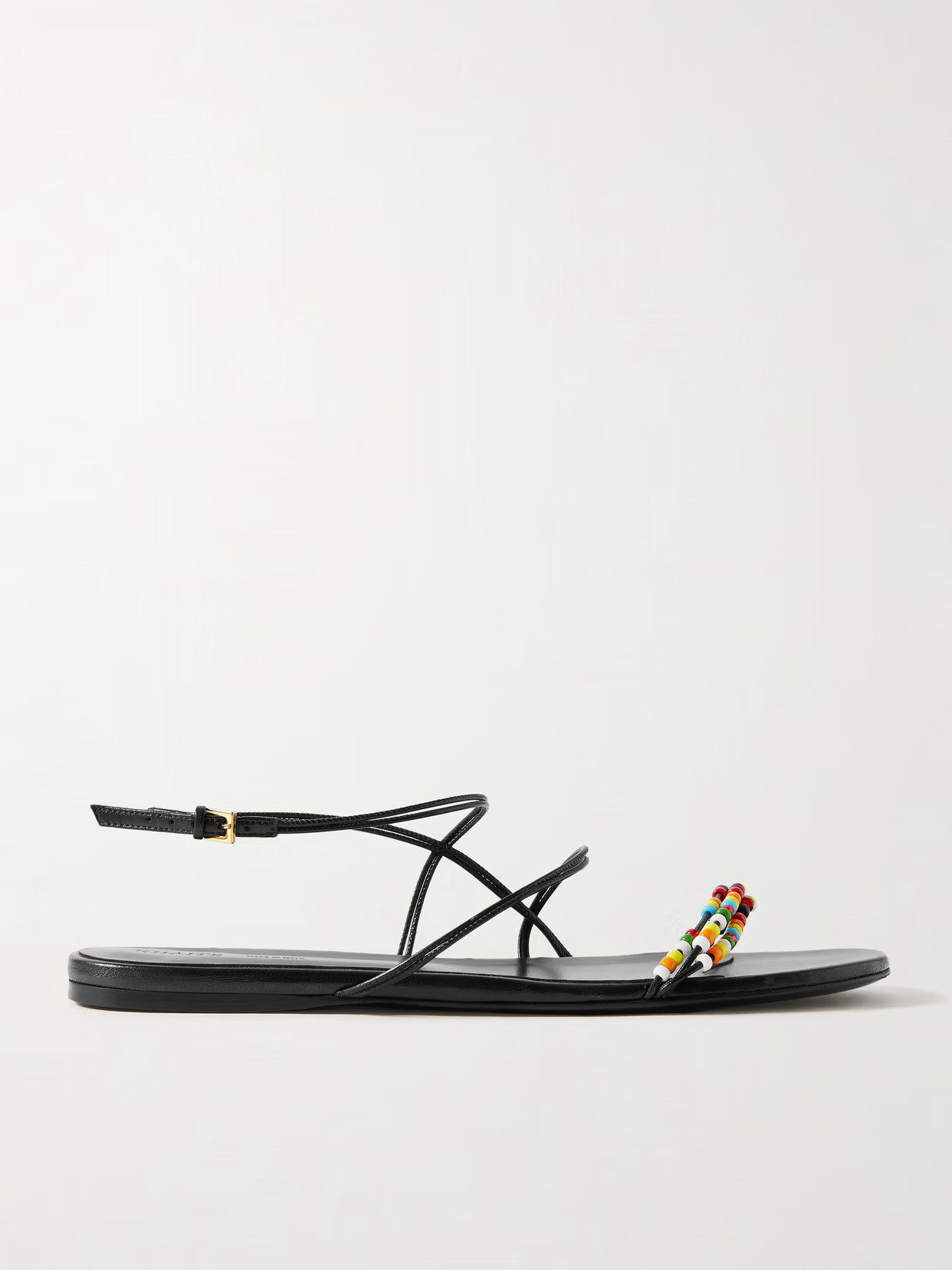 KHAITE - Loop Bead-embellished Leather Sandals - Black | NET-A-PORTER (US)