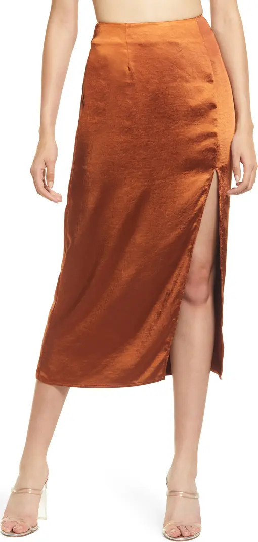 Lulus Watch Me Wow Satin Midi Skirt | Nordstrom | Nordstrom