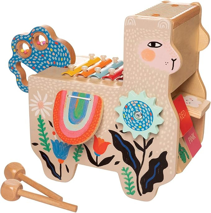 Manhattan Toy Musical Llama Wooden Instrument for Toddlers with Maraca, Clacking Saddlebags, Drum... | Amazon (US)