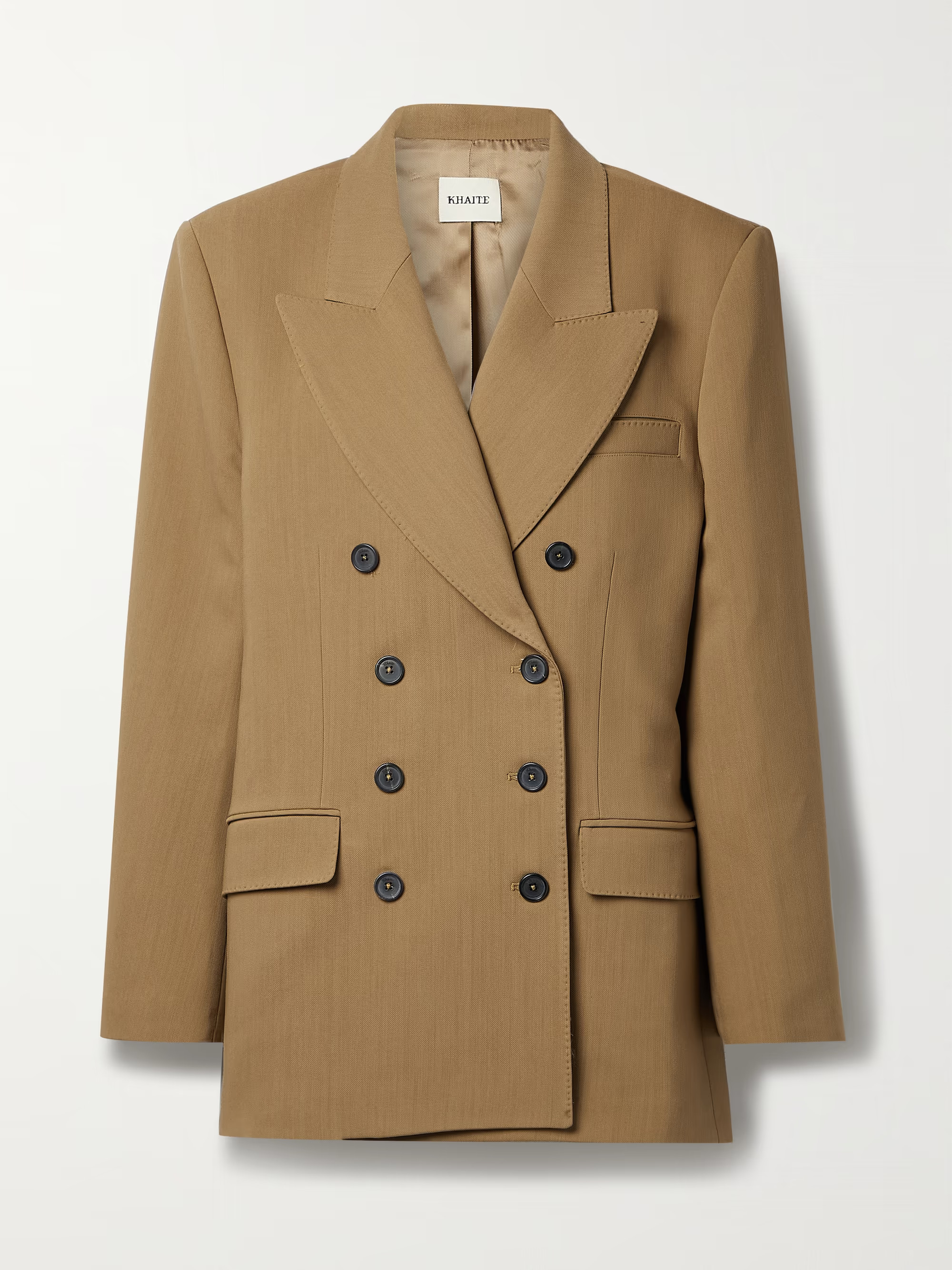 Beige Tanner double-breasted wool-blend blazer | KHAITE | NET-A-PORTER | NET-A-PORTER (US)