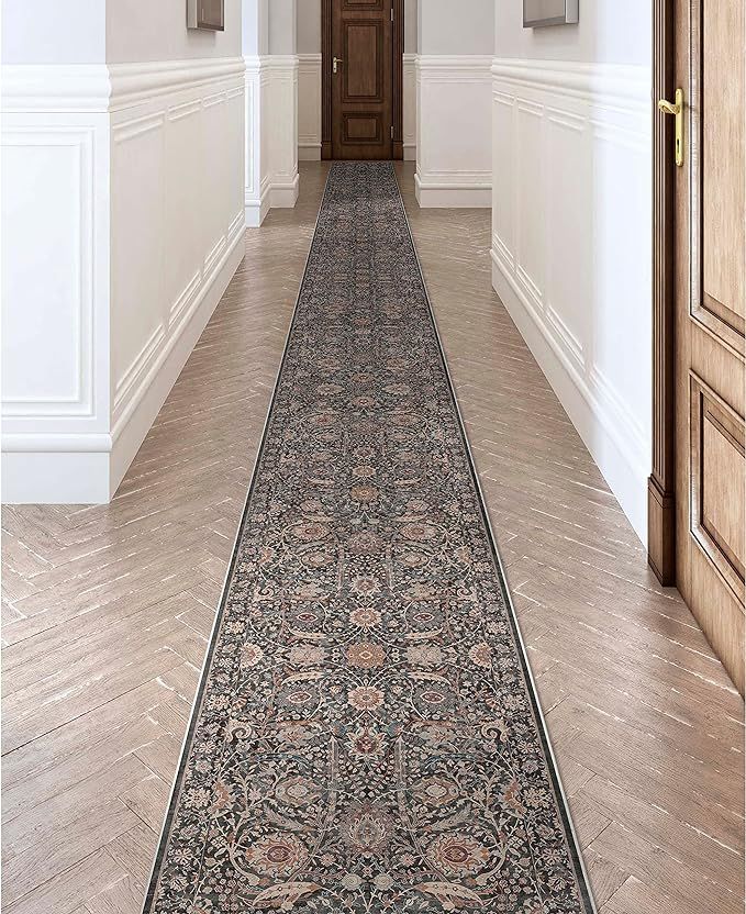 Well Woven Liana Flatweave 25' Hallway Stair Runner Floral 2'3" x 24'9" Runner Rug Blue | Amazon (US)