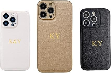 BUGMKCS Customized Case for iPhone with Gold Name, Personalized Leather Case for iPhone 15/15 Pro, Full Camera & Screen Protection, Shockproof Protective Phone Case, Gorgeous Gifts | Amazon (US)