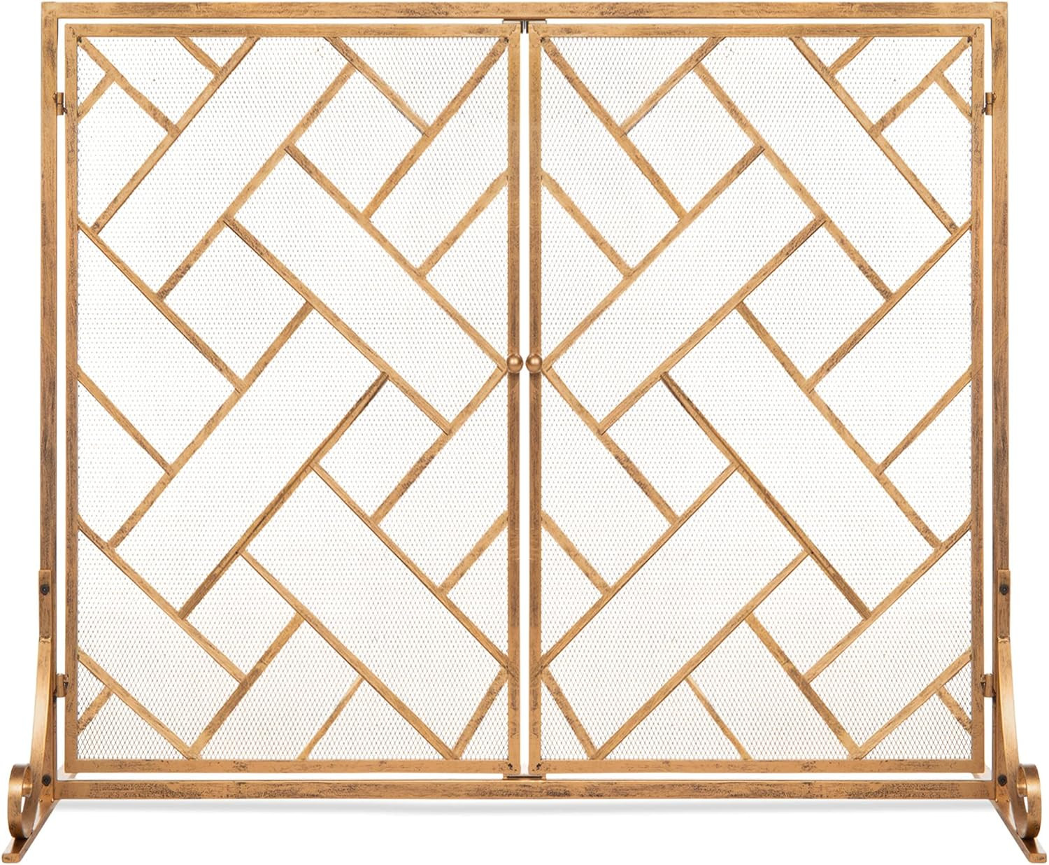 Best Choice Products 44x33in 2-Panel Handcrafted Wrought Iron Decorative Mesh Geometric Fireplace... | Amazon (US)