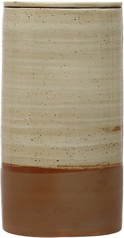 Bloomingville Stoneware 2-Tone Lid, Natural and Brown Canister | Amazon (US)