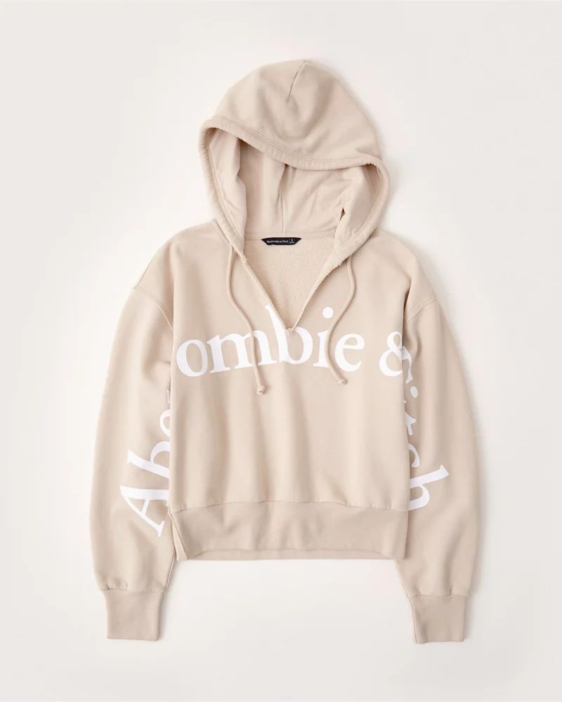 Split-Neck Logo Hoodie | Abercrombie & Fitch (US)