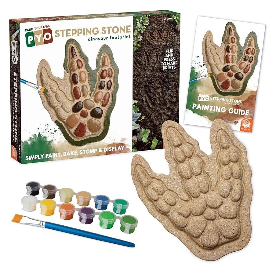 MindWare Paint Your Own Stepping Stone: Dinosaur Footprint – Weather-Resistant 8.5-inch x 10-in... | Amazon (US)