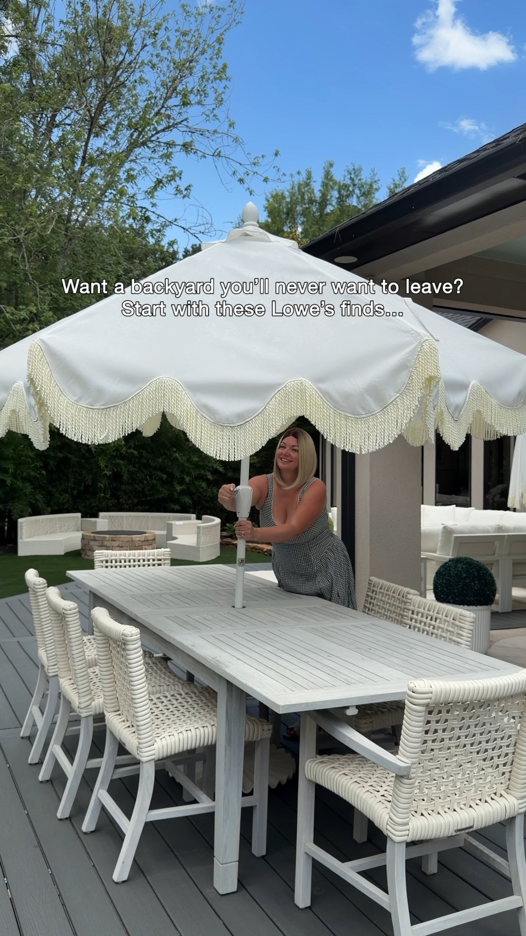 #ad If you’re refreshing your backyard this season, @loweshomeimprovement has some really good finds right now. 🤍

A few simple updates completely transformed our outdoor space—from patio umbrellas and luxury-look planters to scalloped outdoor pillows and tiki torch lanterns. I love that Lowe’s makes it easy to find everything you need for outdoor living in one place, with styles and price points for every budget.

#LowesPartner #PatioDecor