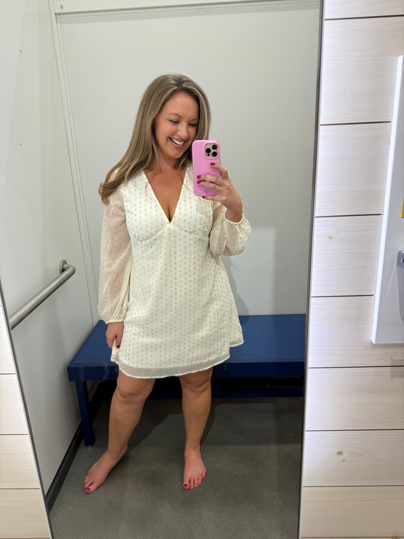 cream and gold holiday dress from Old Navy. I am 5'5" Size 8/10 Wearing Medium

New years eve dress, holiday party dress, christmas dress,  

 #LTKHoliday #LTKSeasonal #LTKFindsUnder50