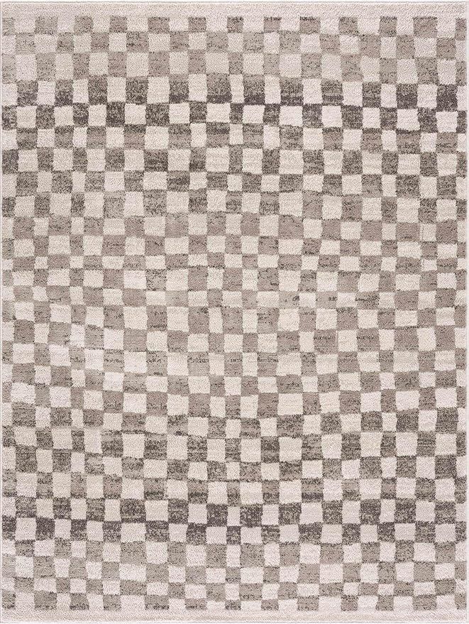 Hauteloom Pertek Checkered Tile Living Room Bedroom Dining Room Area Rug - Bohemian Boho Carpet -... | Amazon (US)
