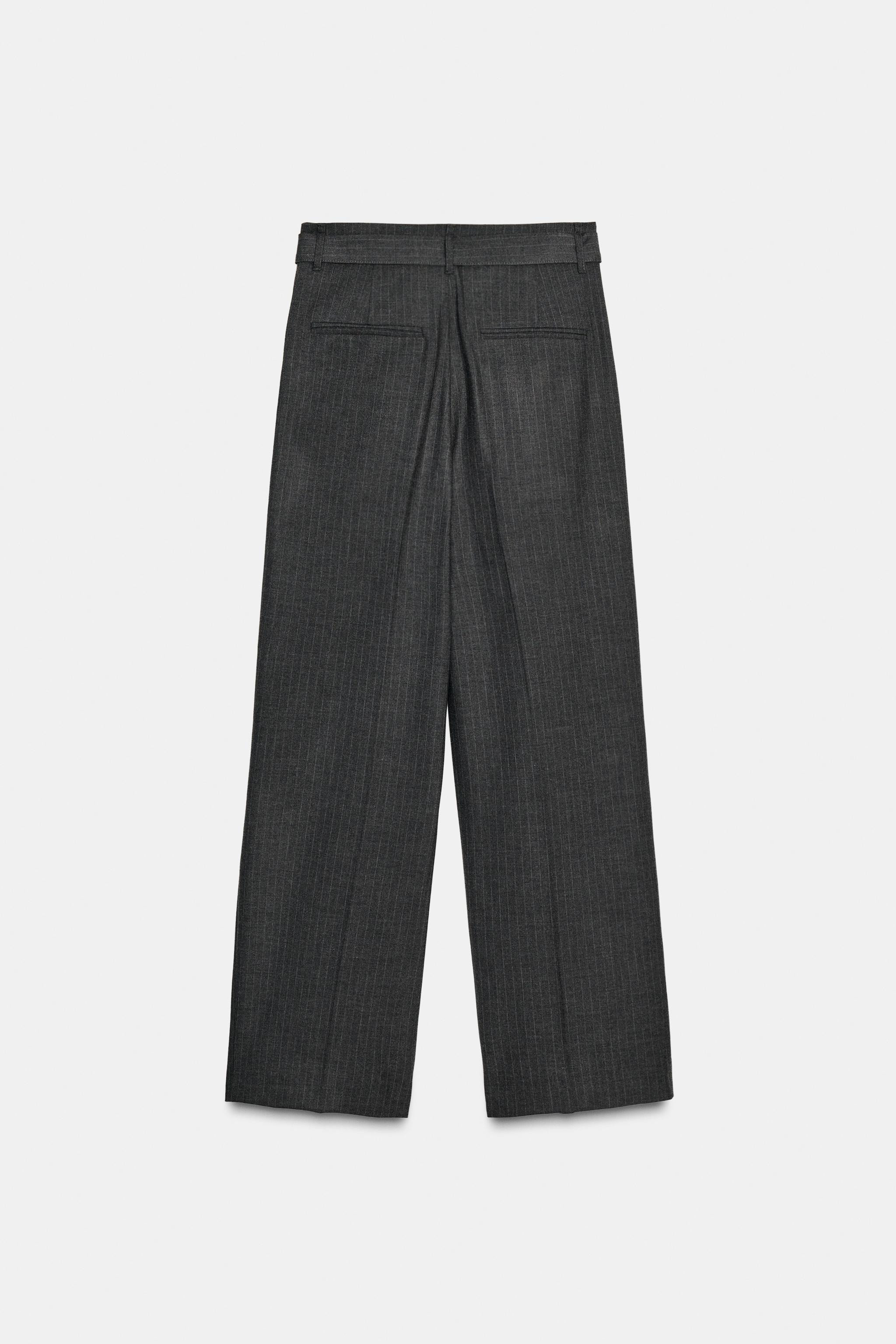 PINSTRIPE BELTED PANTS | Zara US
