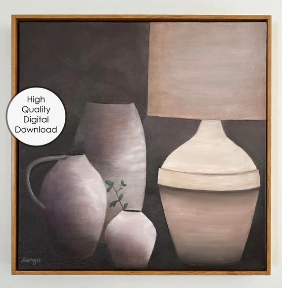 Lamp and Vases Moody Still Life Digital Print from Original Oil Painting | Etsy (US)