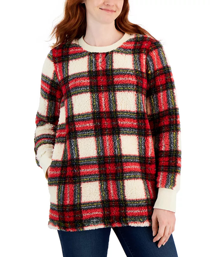 Petite Sherpa Tunic Pullover, Created for Macy's | Macys (US)